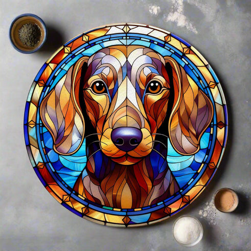 Dachshund Dapple Glass Suncatcher Worktop Saver